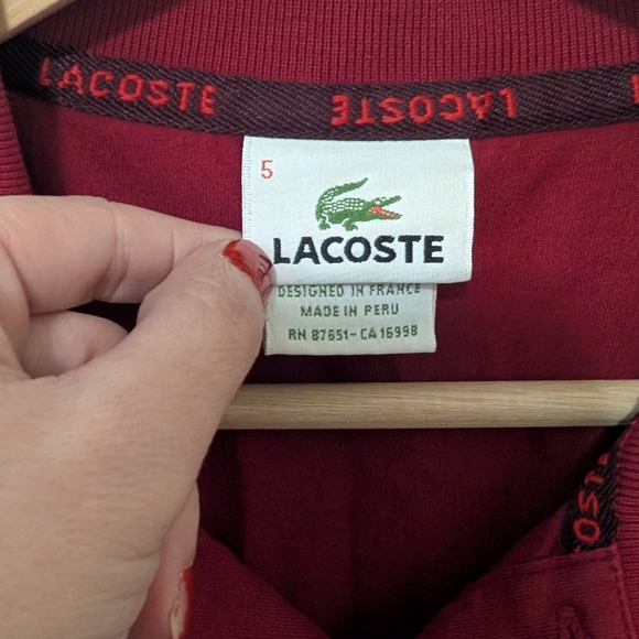 Lacoste Men's Red Classic Fit Long Sleeve Polo Shirt Size 5/ Large - Picture 3 of 8